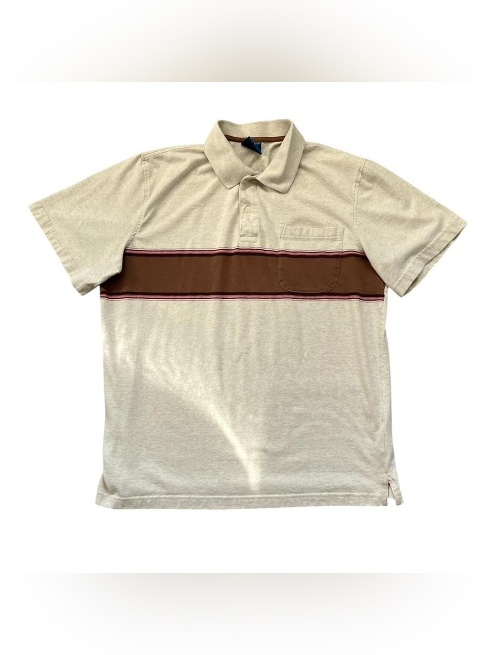 Puritan Cream Polo with Brown Chest Stripe